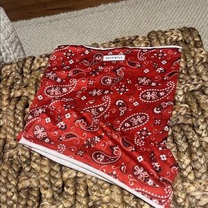 Red Paisley Neck Gaiter by Turtlefur